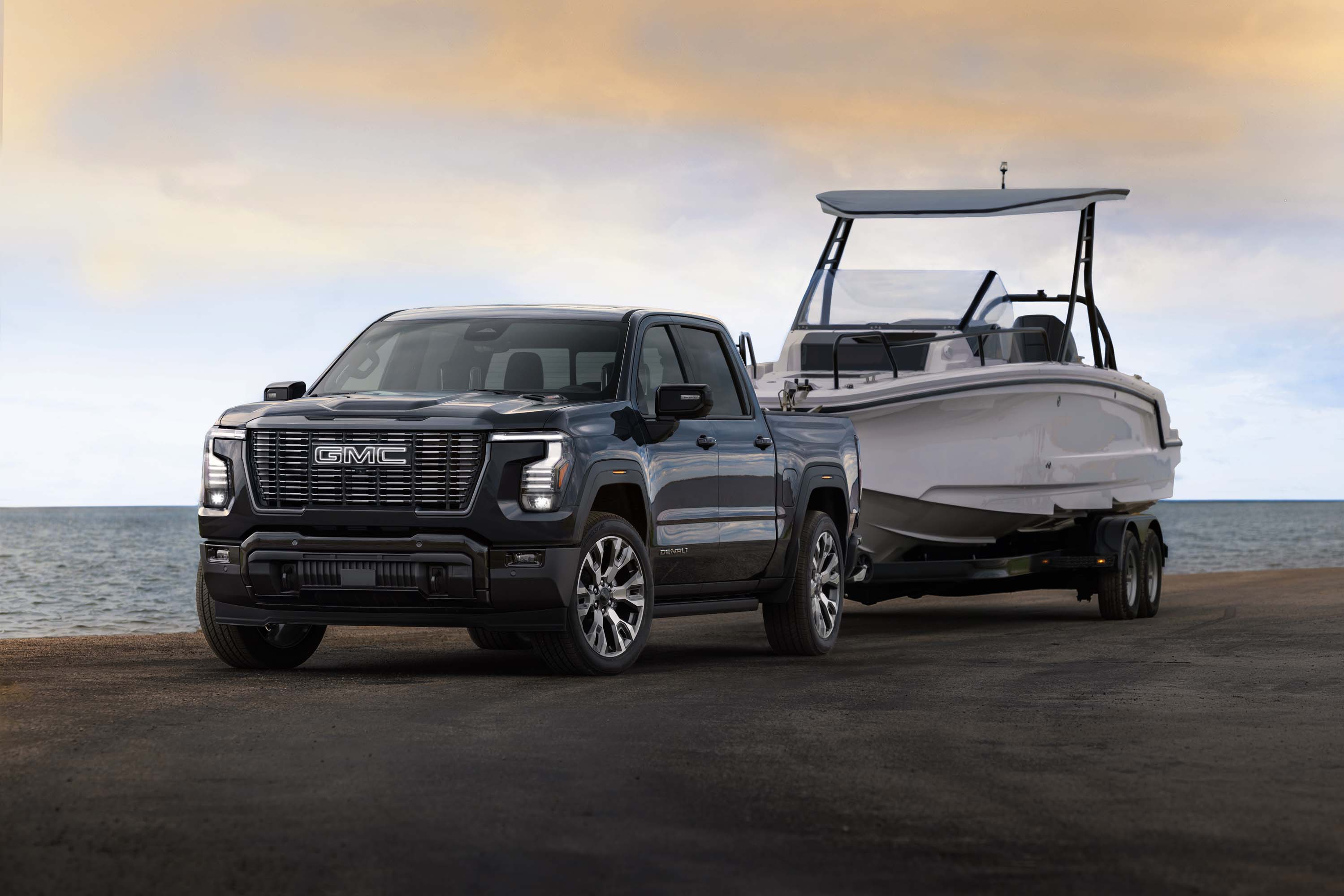 2027 GMC Sierra 1500 Denali Ultimate towing a boat for Gulf Coast drivers