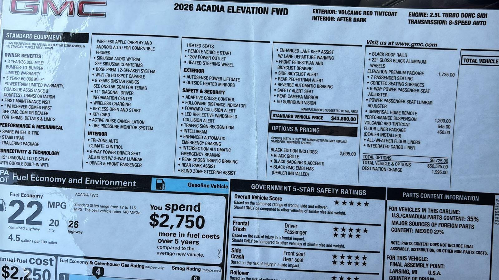 2026 GMC Acadia Elevation