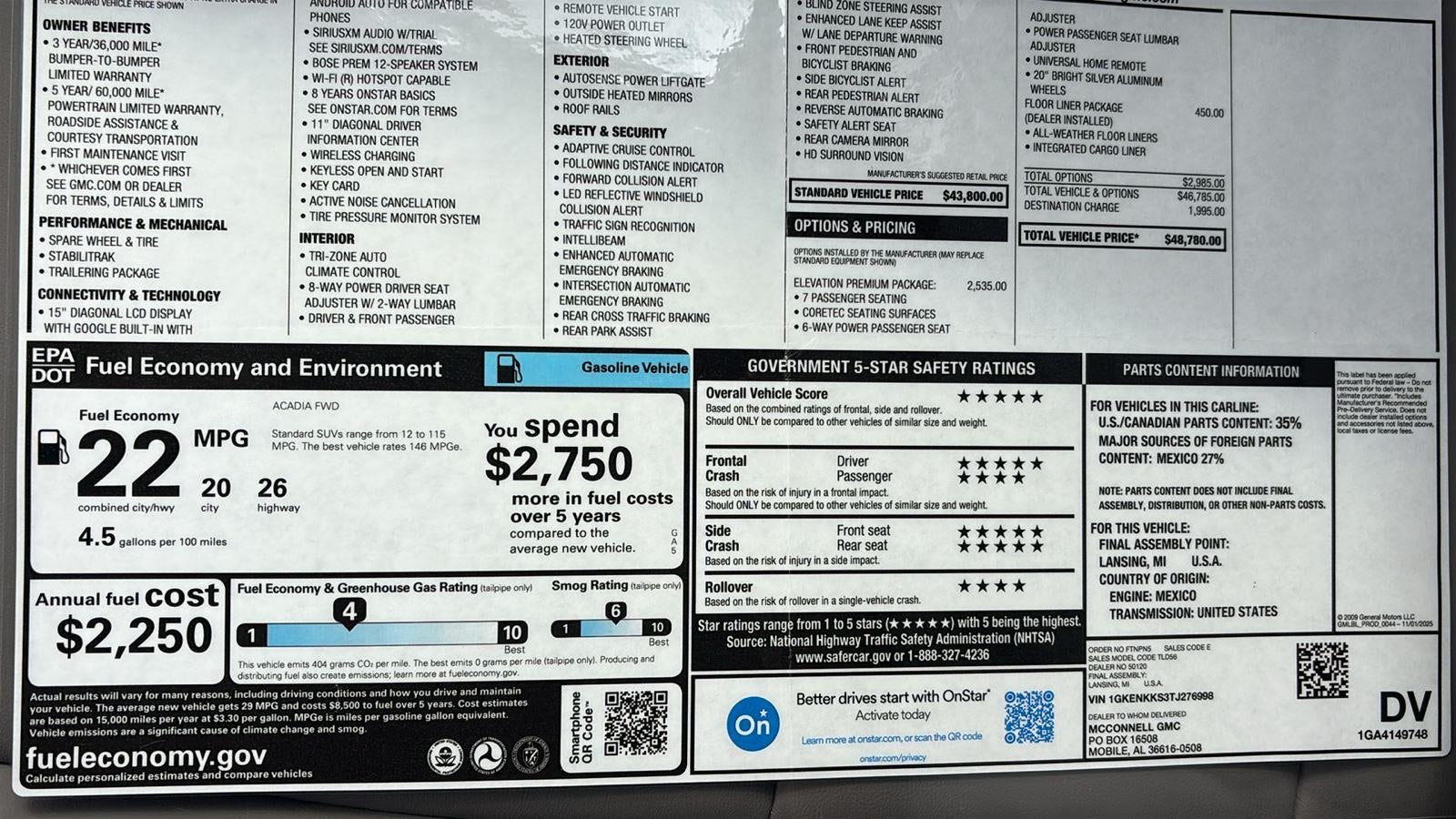 2026 GMC Acadia Elevation