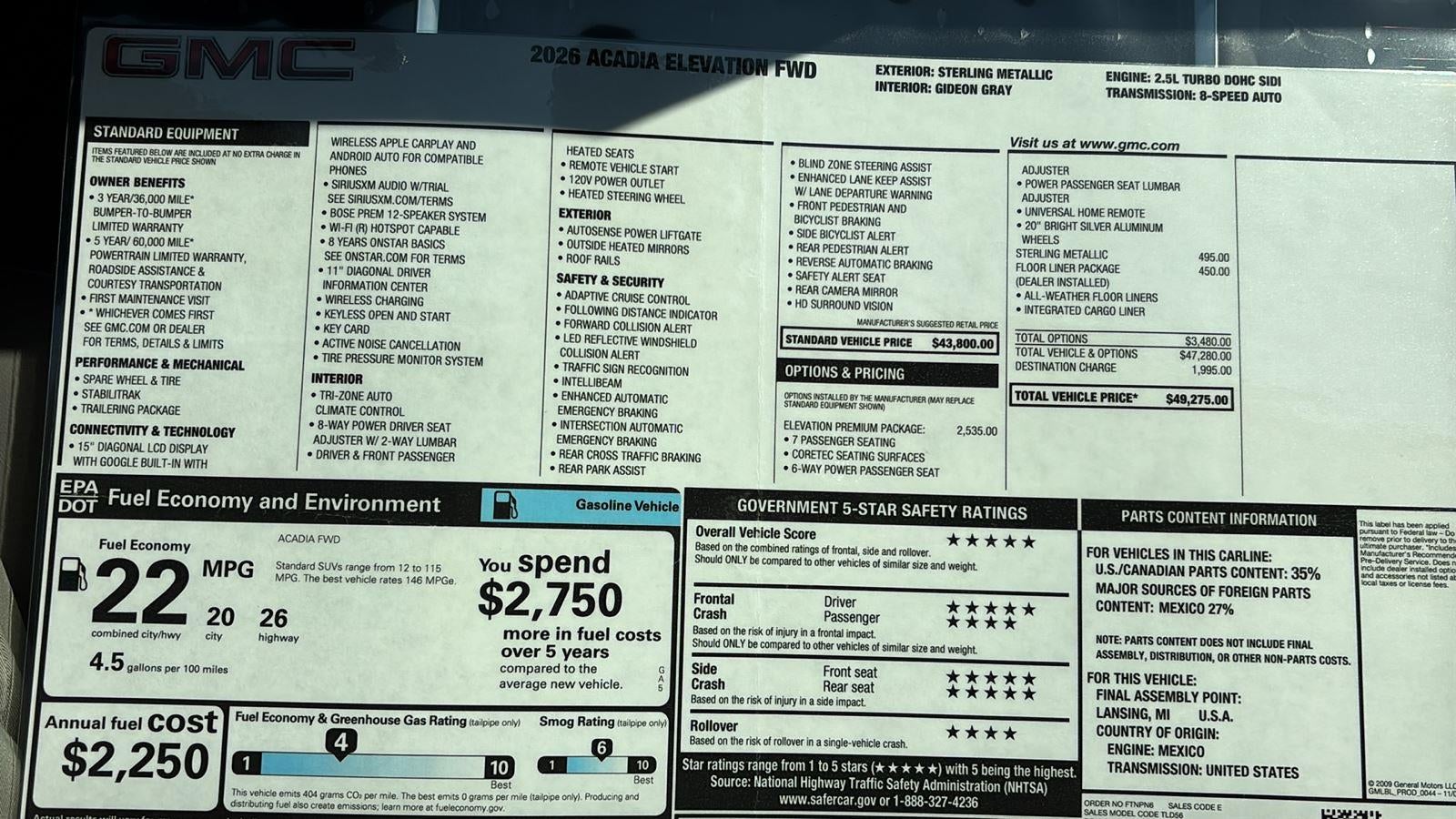 2026 GMC Acadia Elevation