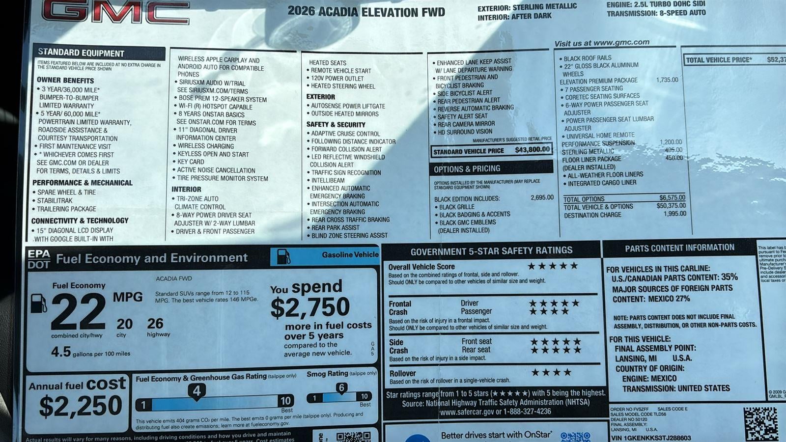 2026 GMC Acadia Elevation