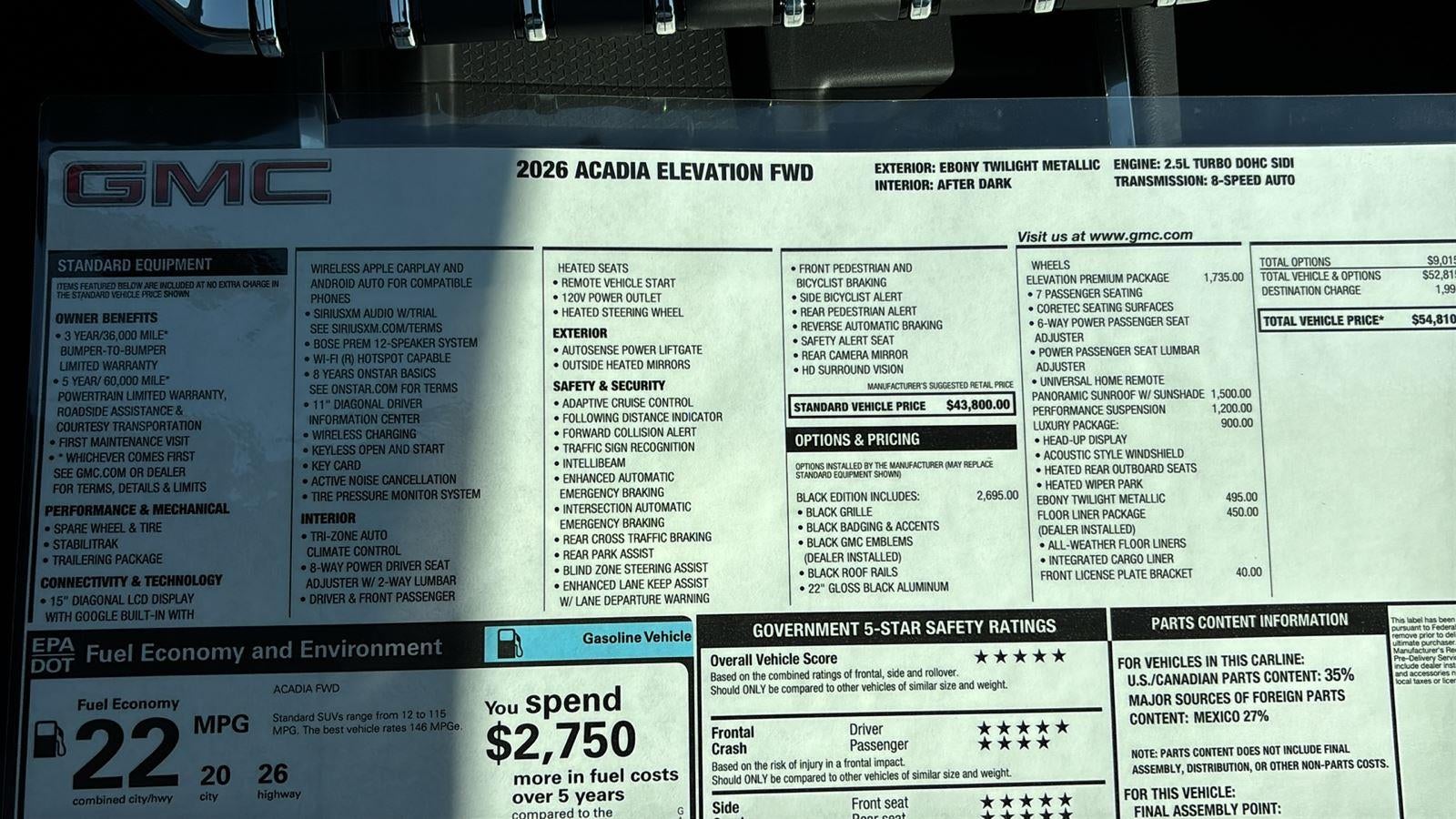 2026 GMC Acadia Elevation