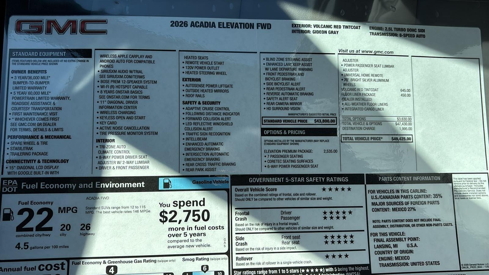 2026 GMC Acadia Elevation