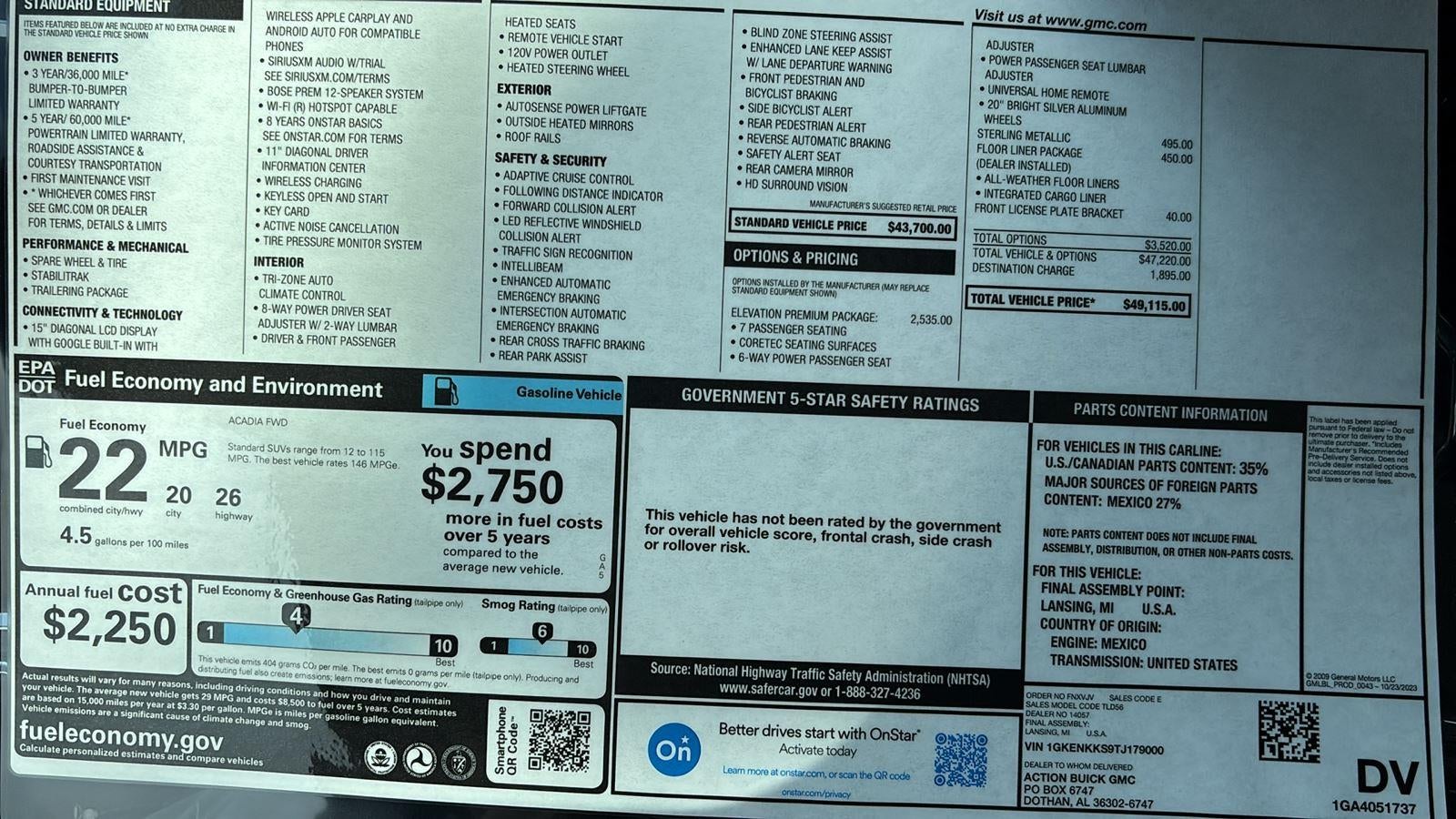 2026 GMC Acadia Elevation