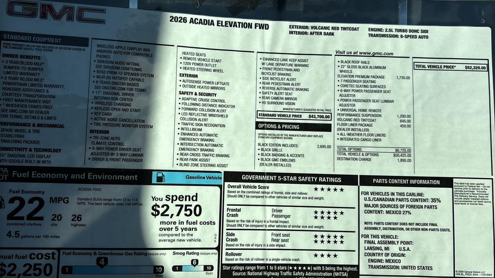 2026 GMC Acadia Elevation