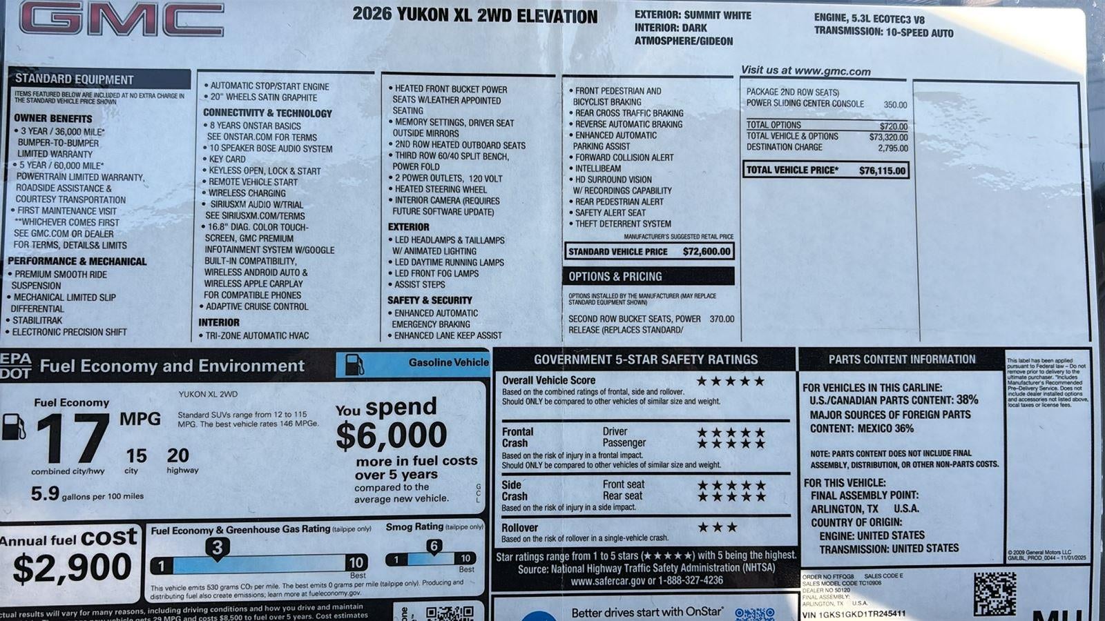 2026 GMC Yukon XL Elevation