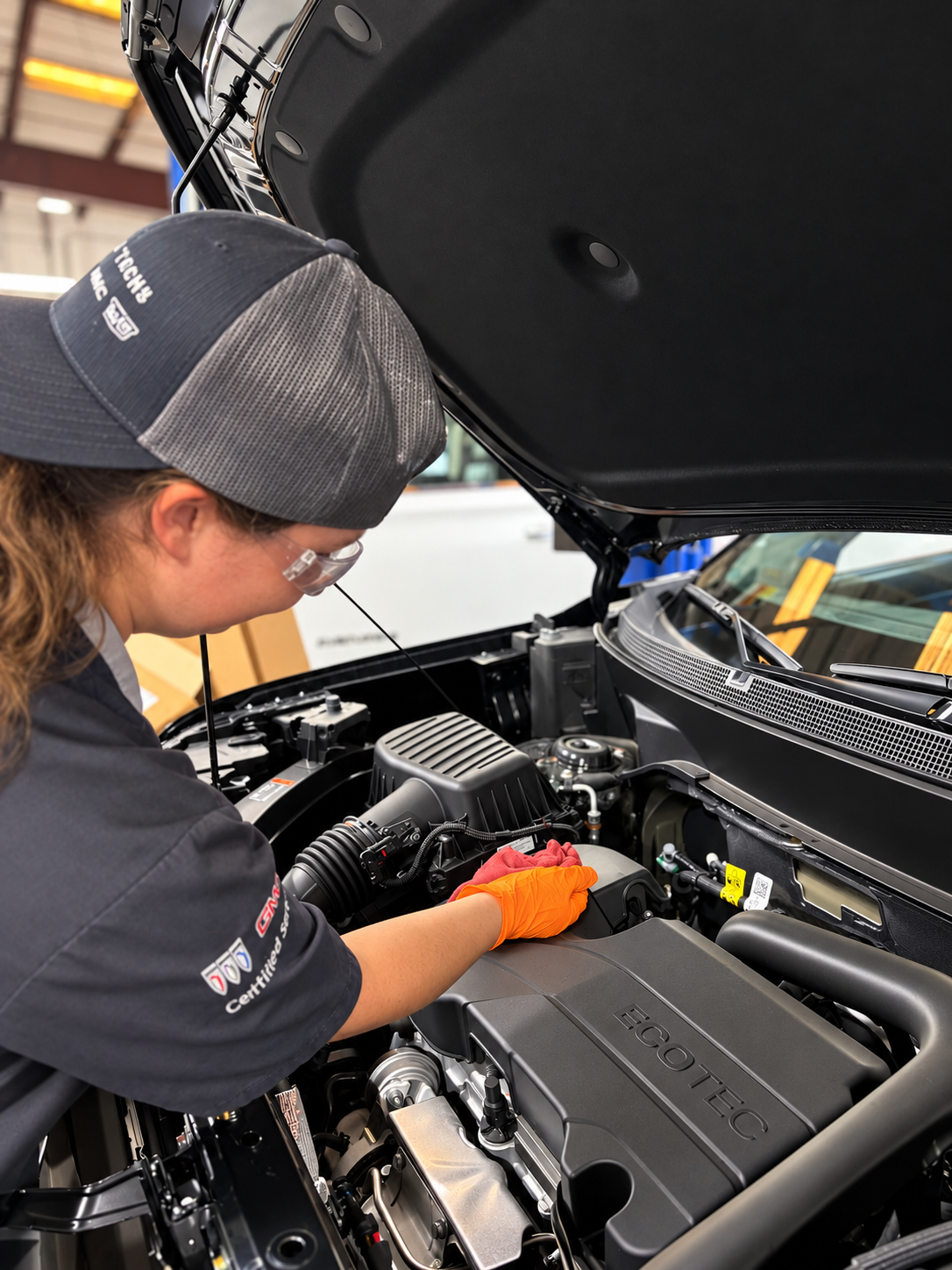 McConnell Automotive Athena checking vehicle fluids in Mobile AL